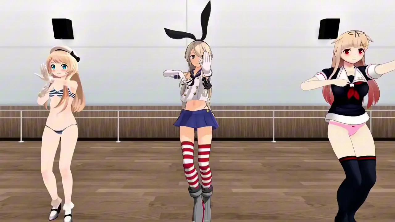 Shimakaze, Yuudachi & Jervis - Koshitantan [MMD R18] Zodaigomi