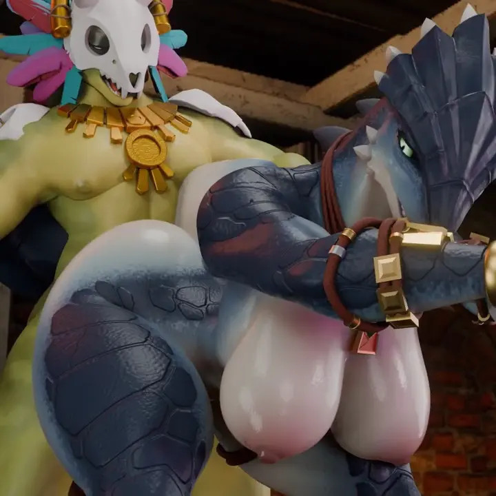 Witch Doctor penetrates lizardgirl