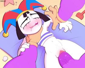 Pomni and Jax at the beach (BinBigus)