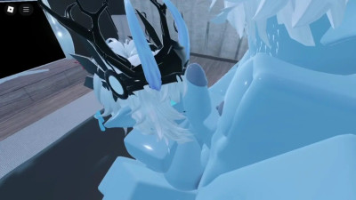 This blue demon girl oiled up and we have a fun erotic time together (Roblox)