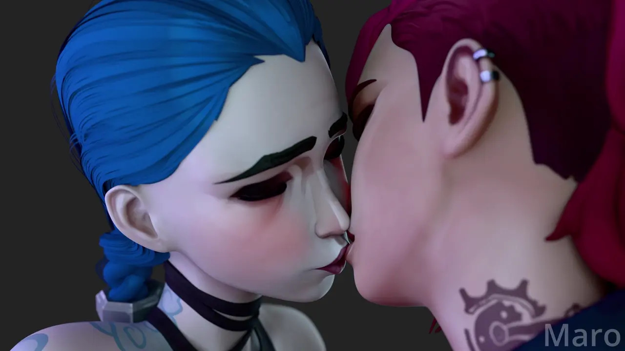 Jinx and Vi kissing (4K)