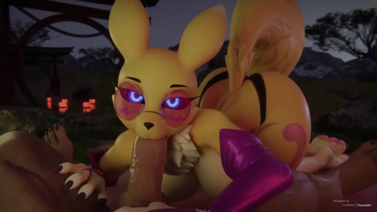 Renamon performing oral sex (tenzide)