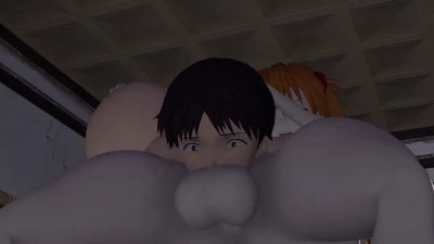 Shinju: Why is everyone so mean to me? Asuka: Stupid Shinji and his stupid, giant, ju