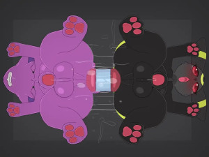 Espeon X Umbreon double dildo anal