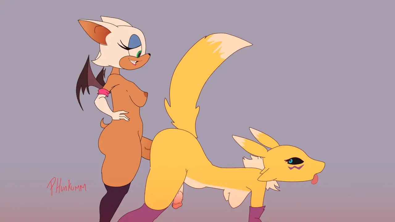 Phunkumm - Rouge the Bat Futa x Futa Renamon Alt Loop (Sounded) [Sonic x Digimon NSFW