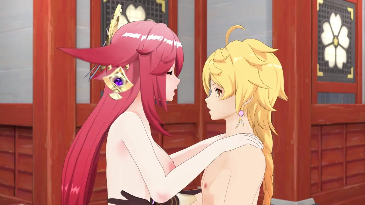 [KitsuneVixen] Aether and Yae Miko Kissing Teaser (4K) - NSFW