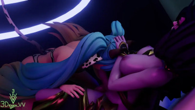 Morgana and Sona Rough blowjob [ 3degenVV ]