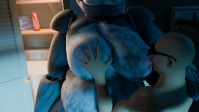 Man suck Bonnie's boob chest