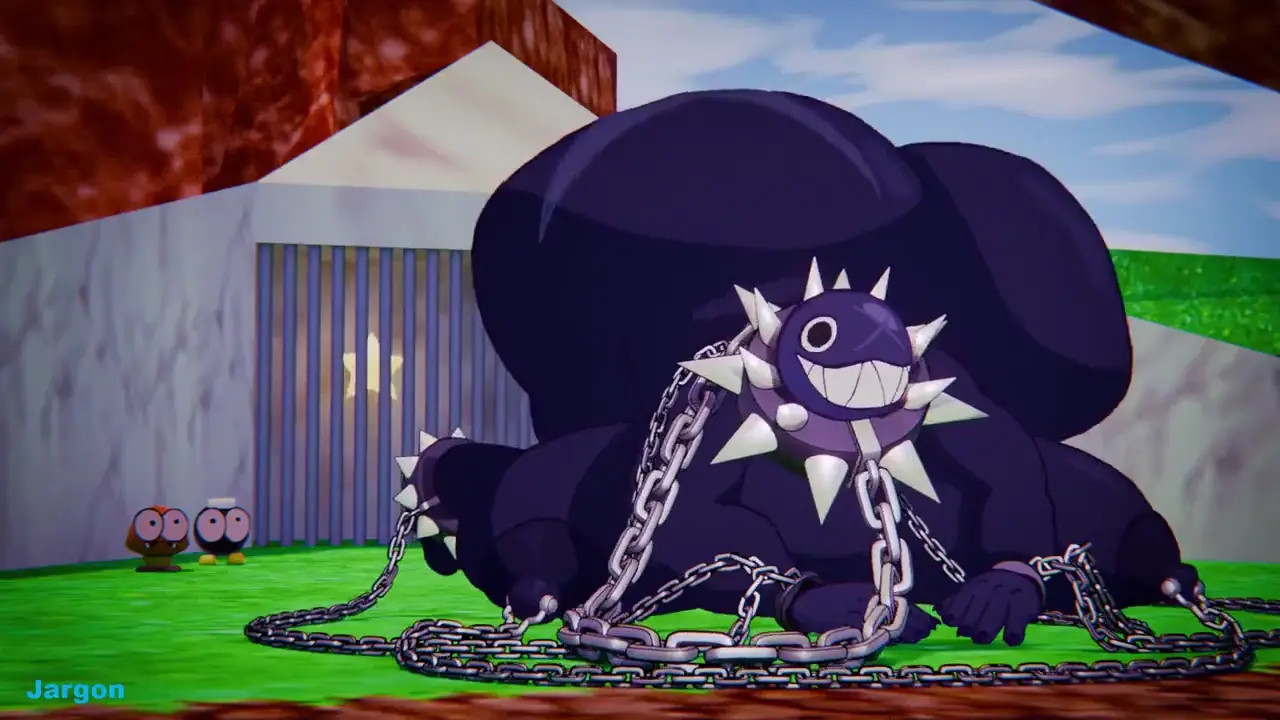 Giant Chain Chomp guarding the star (jargonsart)