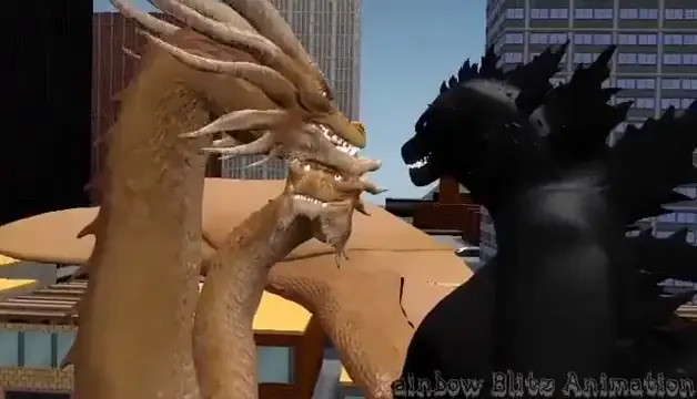 King Ghidorah have some fun time with female Godzilla