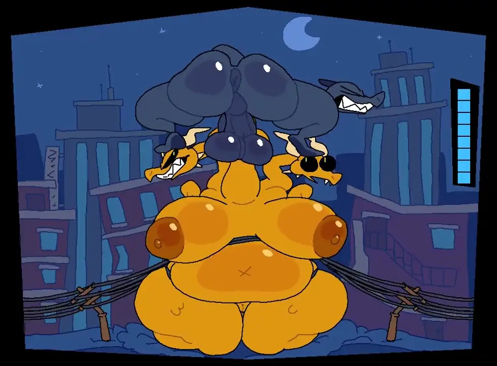 Godzilla fills up Ghidorah with his atomic cum!