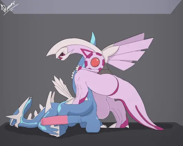 Dialga and Palkia are fighting for domination