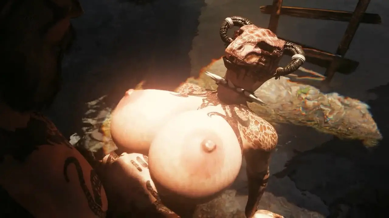 Busty Goth Argonian bouncing on a Nord Cock