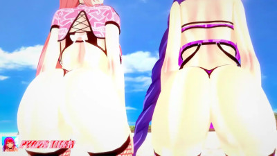 [Koikatsu/Commission] Salt Shaker (Striptease) || Raiden Shogun & Yae Miko