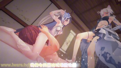 QOS♠NTR Double Sperm Extraction Competition Seele & Kiana(ENG SUBS)-2113