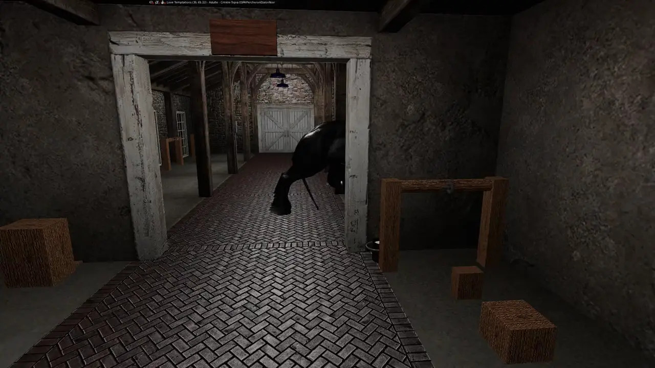 Percheron stallion mating with an Angus cow