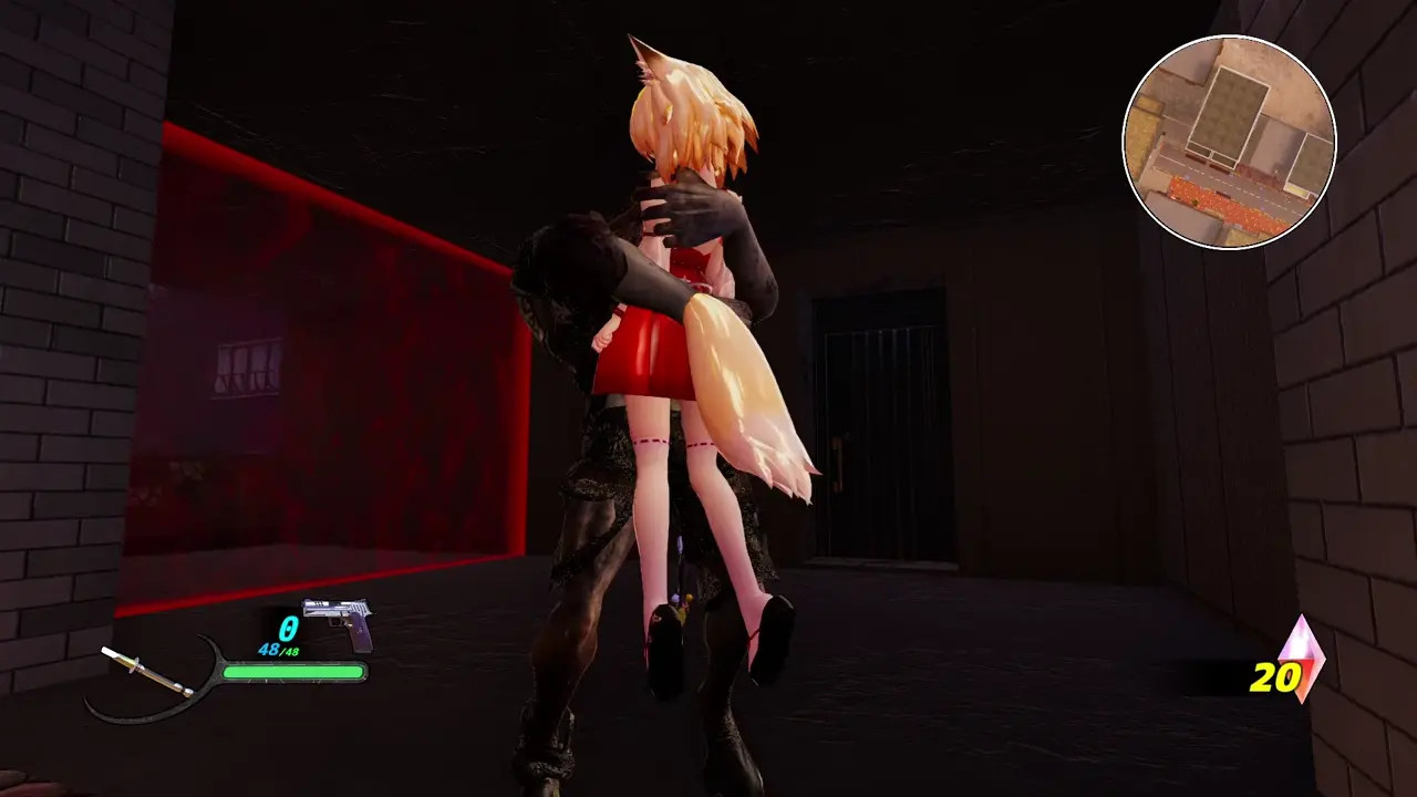 Shrine Maiden Fox Ukon Bear-hugged & Breast-nommed [Melody Blood 3D]