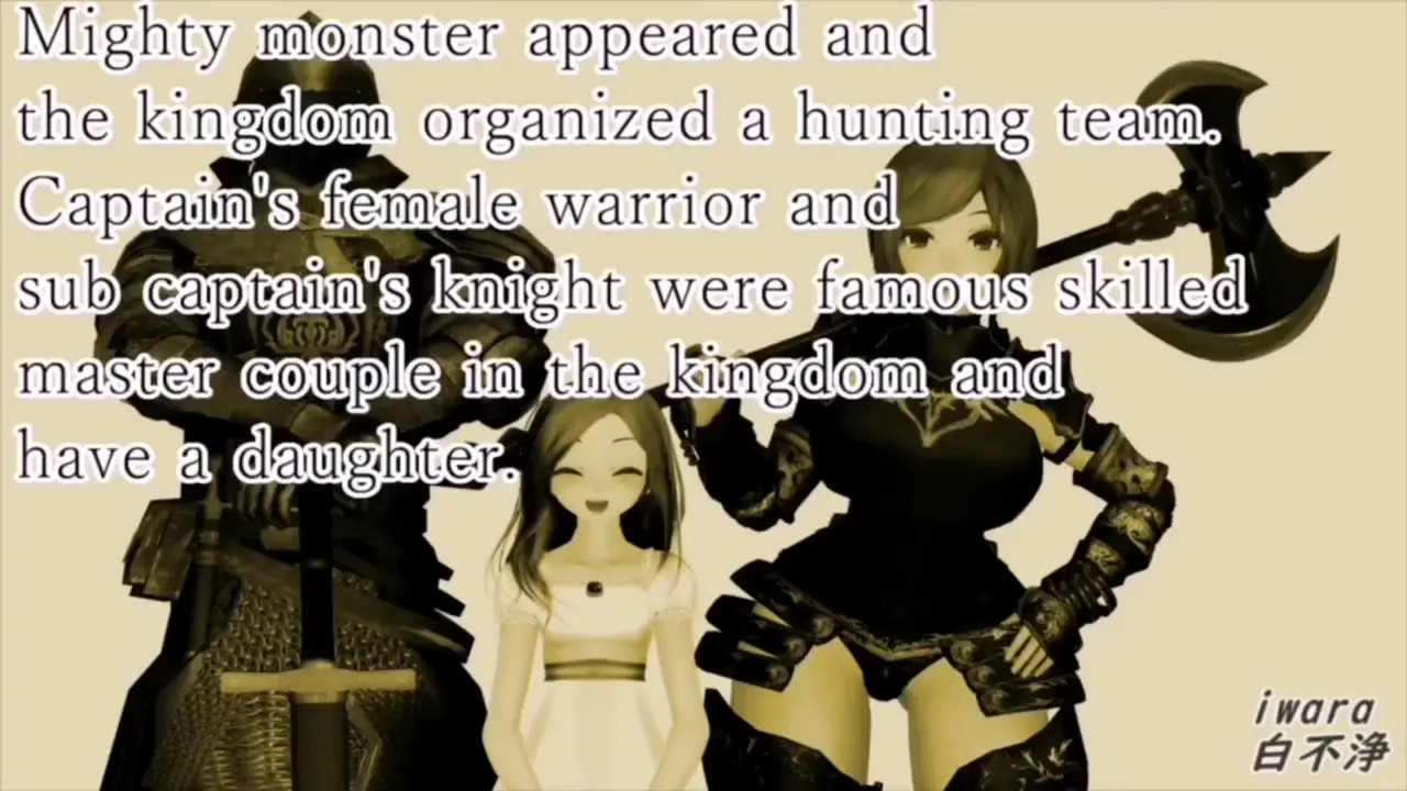 Female warrior and goblin