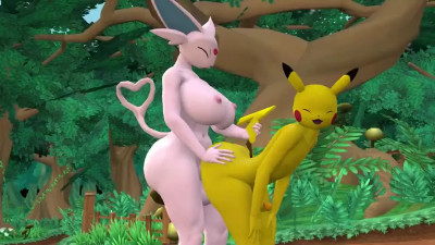 Pikachu has a faithful encounter with Espeon.