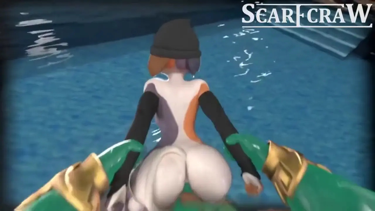 Meowskulls and raven chillax in the pool