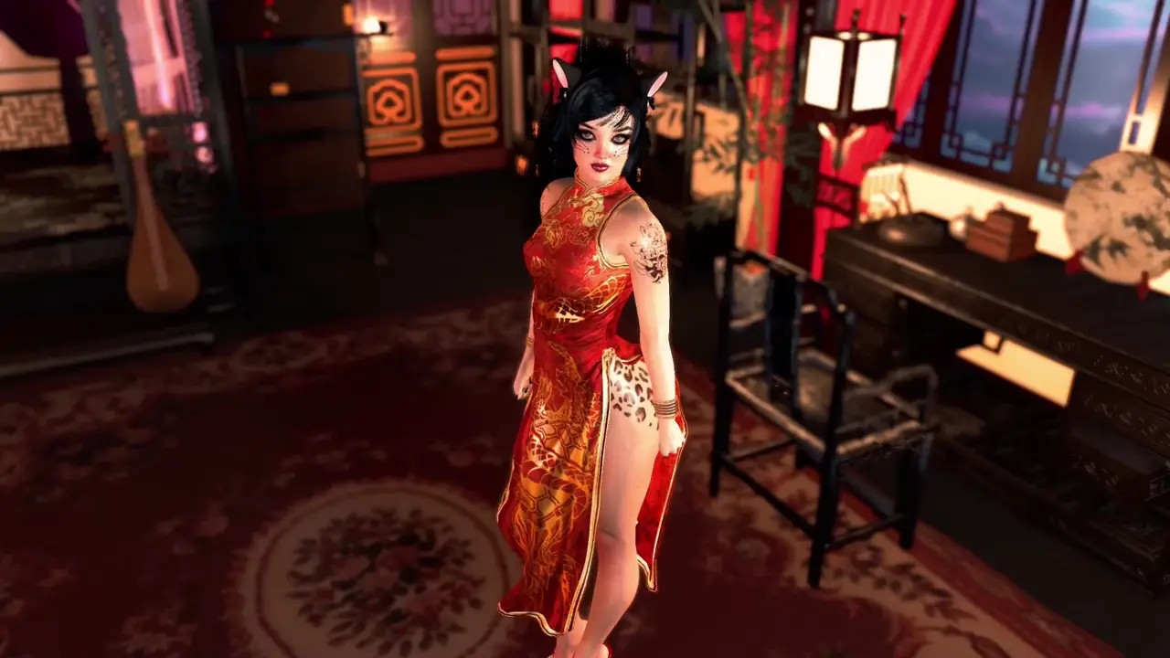 Luxury futa catgirl in chinese dress seduces you for a massage session
