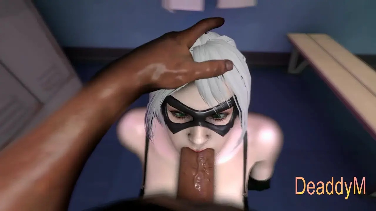 Black cat blowjob POV