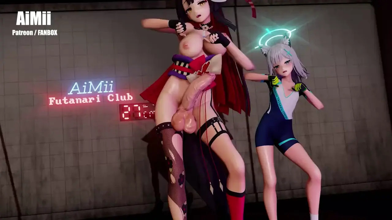 Futanari Wakamo x Shiroko 「Not Shy」 Dance＆Sex