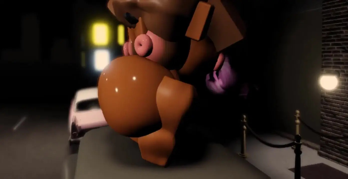 Two naked girls infront of Hotel