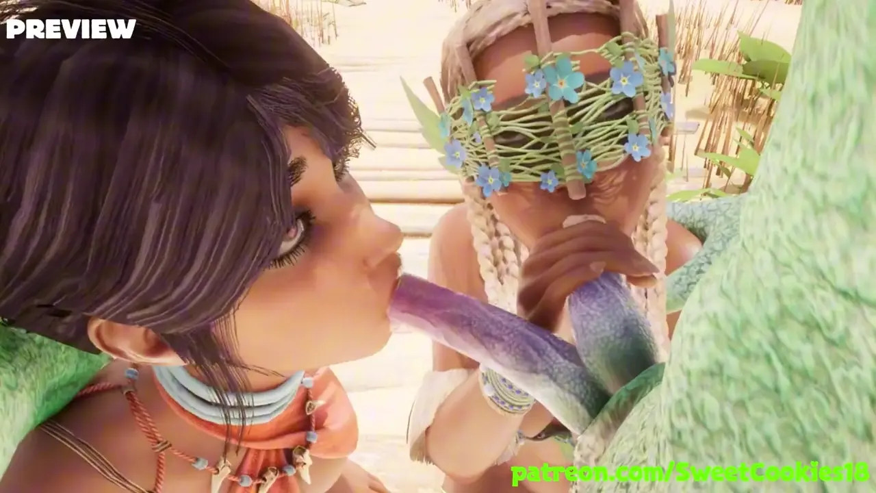 Wild Threesome with Maya, Indra & a Double-Dicked Lizard — Squirt Scene.