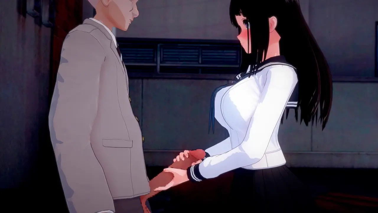 [Peh-Koi] Eru chitanda gives the old man teacher a handjob in the back alley