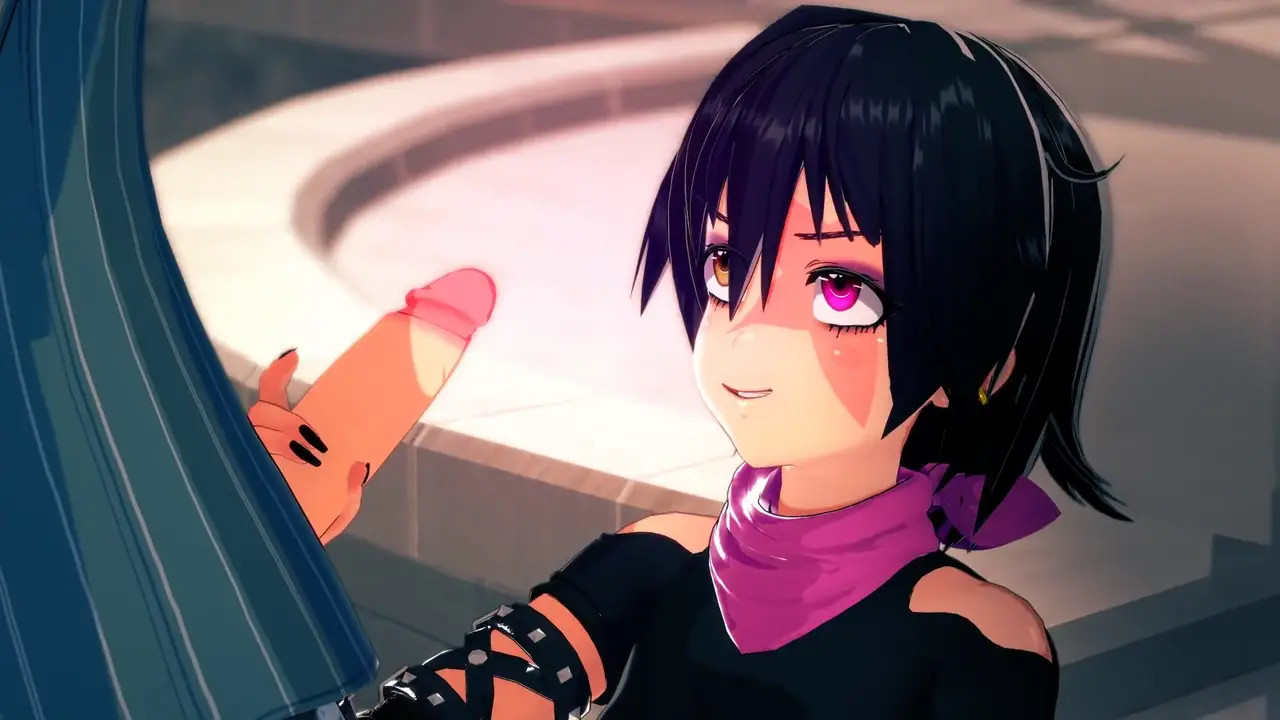 Petite goth girl tries out handjobs