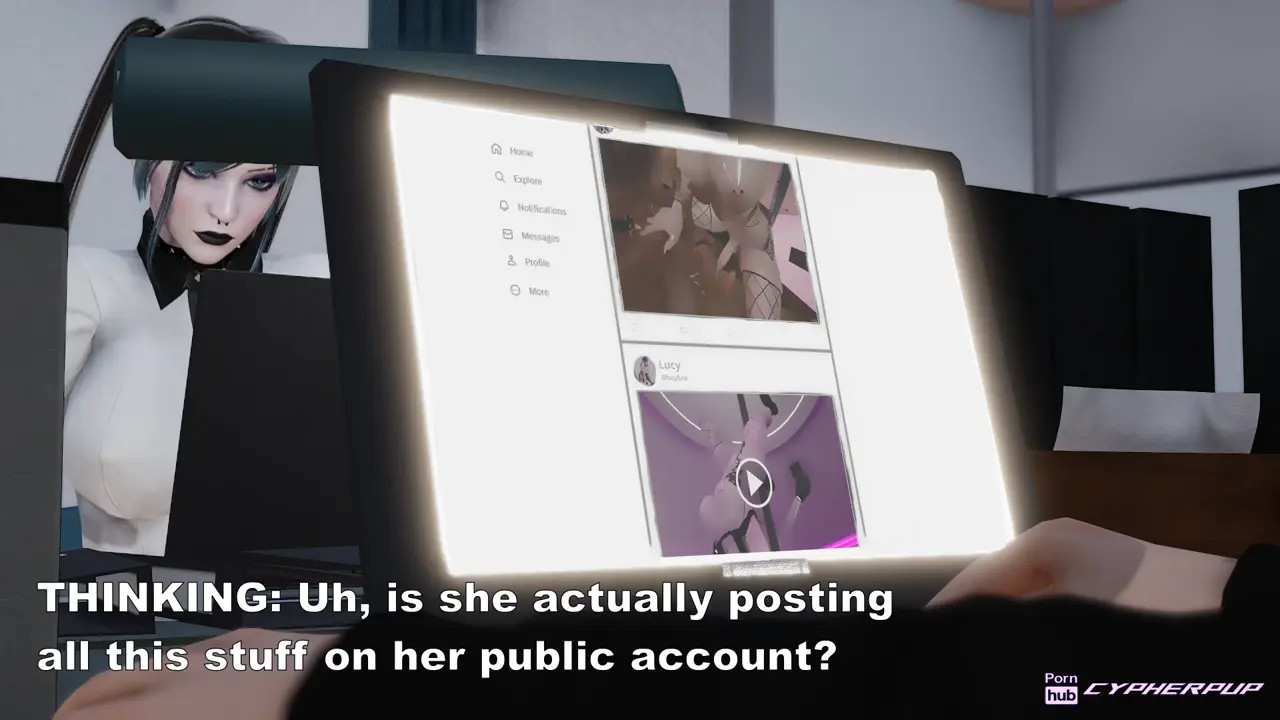 Femboy caught Futa Coworker watching porn