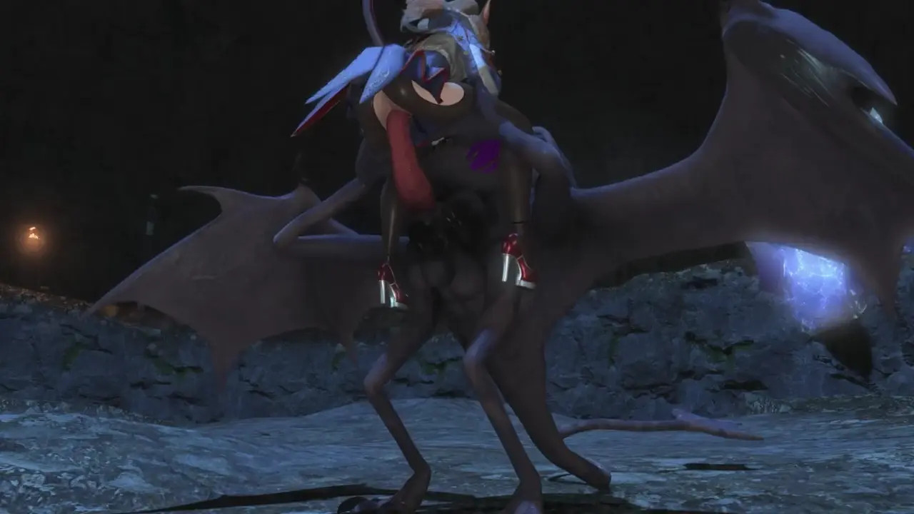Pantyhose Catgirl: Blue Mage Monster Defeat