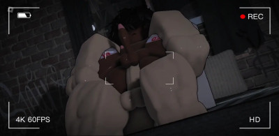 Filling up a black femboy