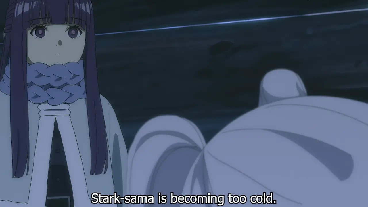 Fern helps Stark to keep warm