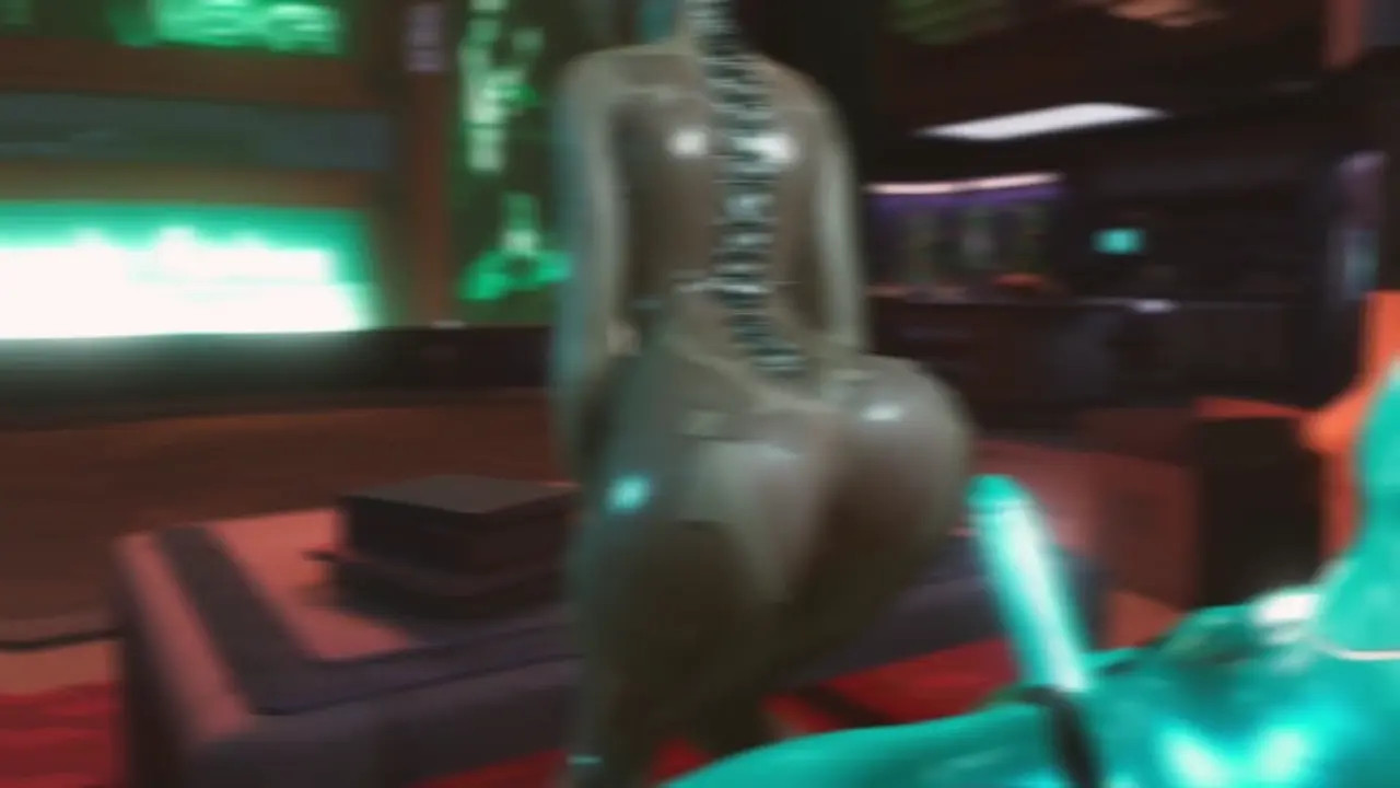 Athletic debauched Eve in crotchless bodysuit testing out a new fuckbot