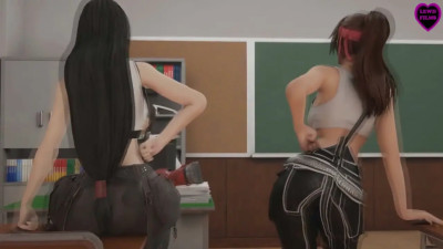 LewdFilms - F-the Teacher! - Lara Croft, Tifa Lockhart and Jessie Rasberry (Futa)