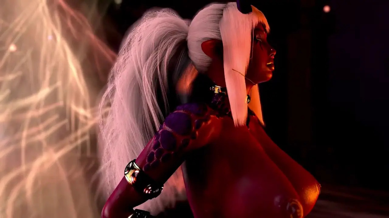 Alluring busty succubus hypnotizes you with her huge tits and ritual dance