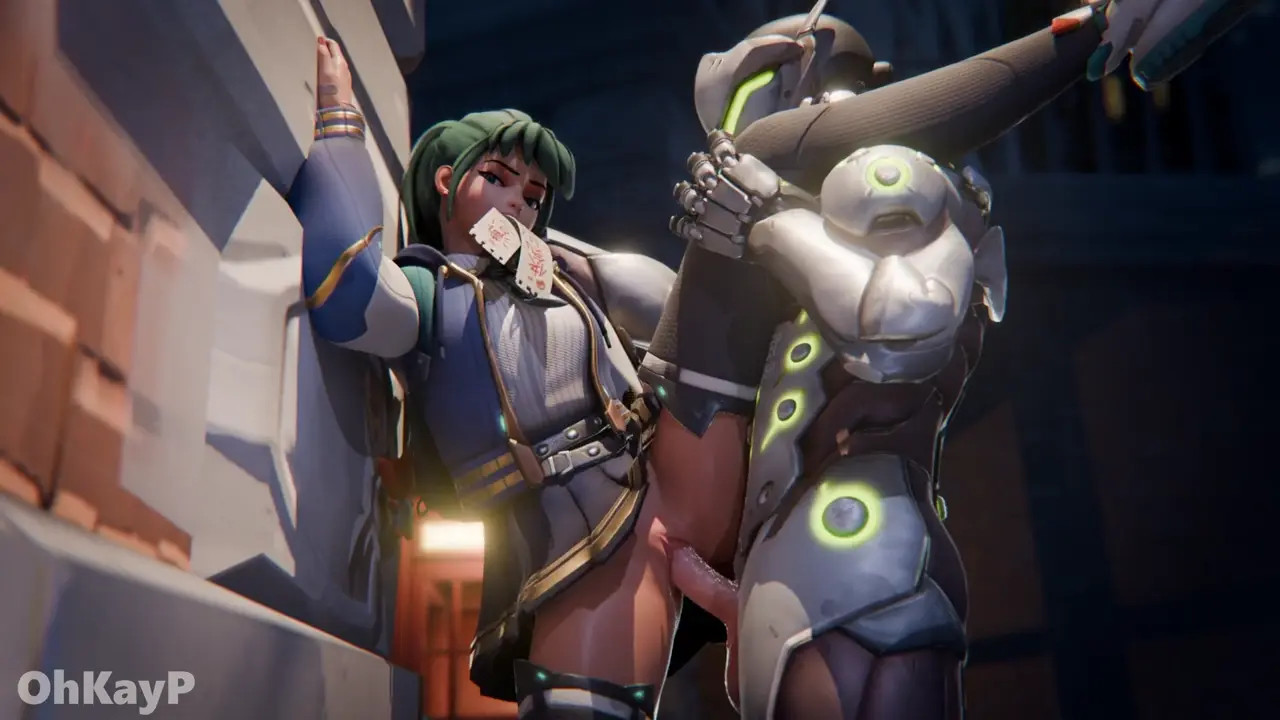 Schoolgirl Kiriko and Genji in an alley