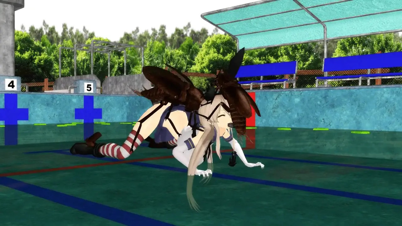 Shimakaze is caught by 2 insects [R18] Poot