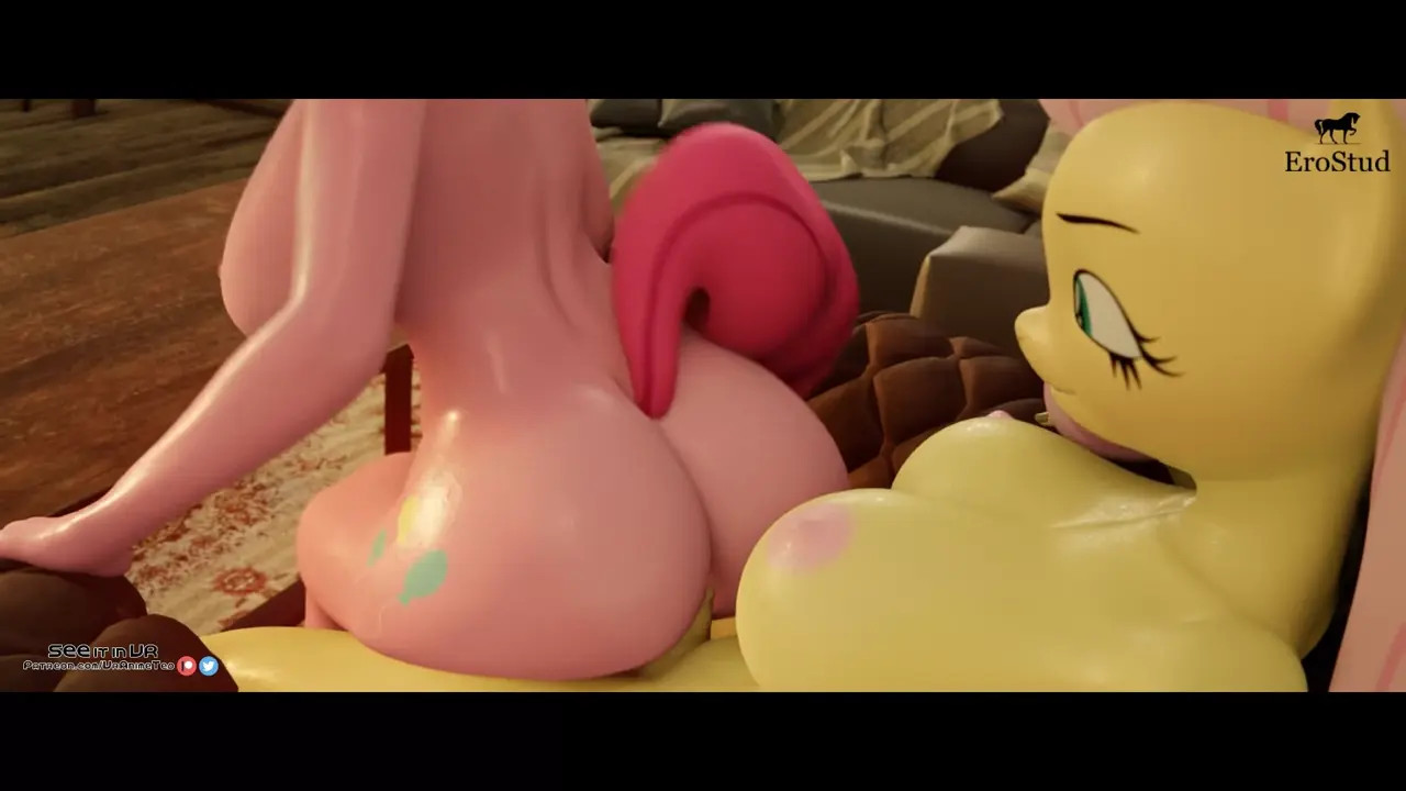Fluttershy X Pinkie Pie reverse cowgirl
