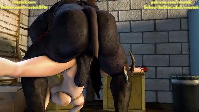 Scarlet (Final Fantasy) ass fucked by the bulking Minotaur monster