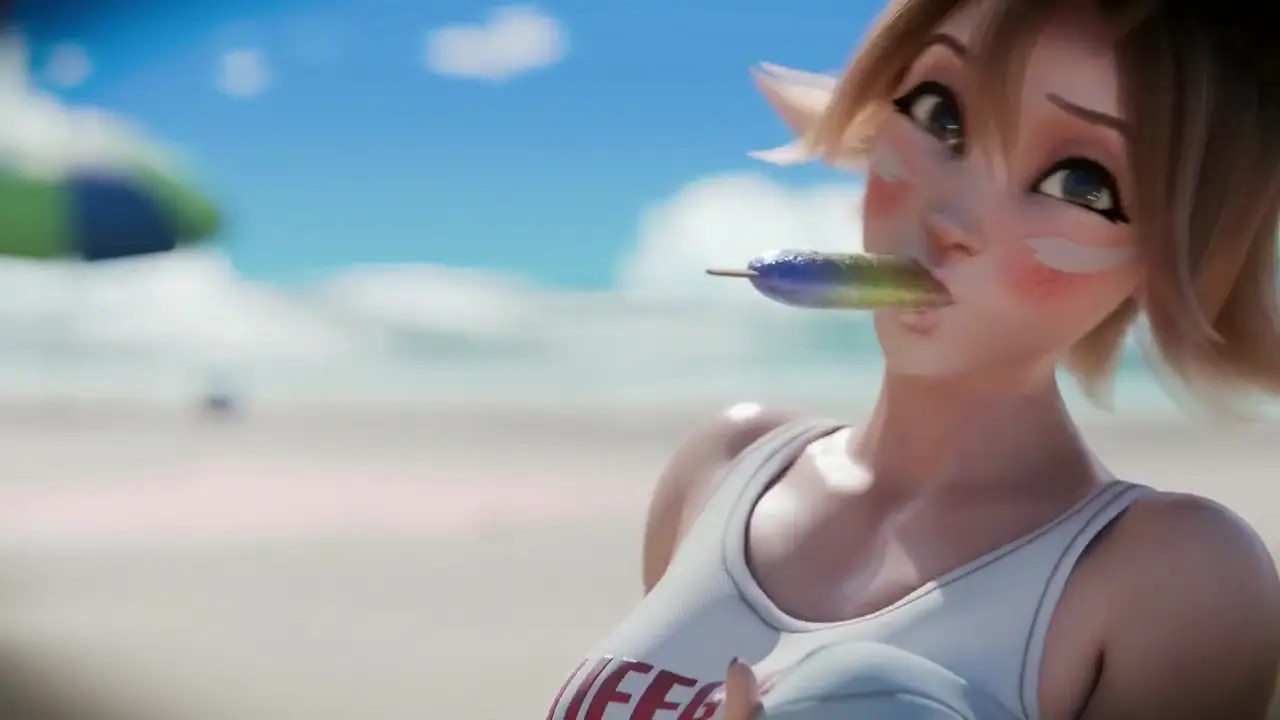 Kiriko on the beach (Overwatch) - Volkor