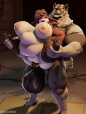 Wolf Pounding Big Furry Sheep