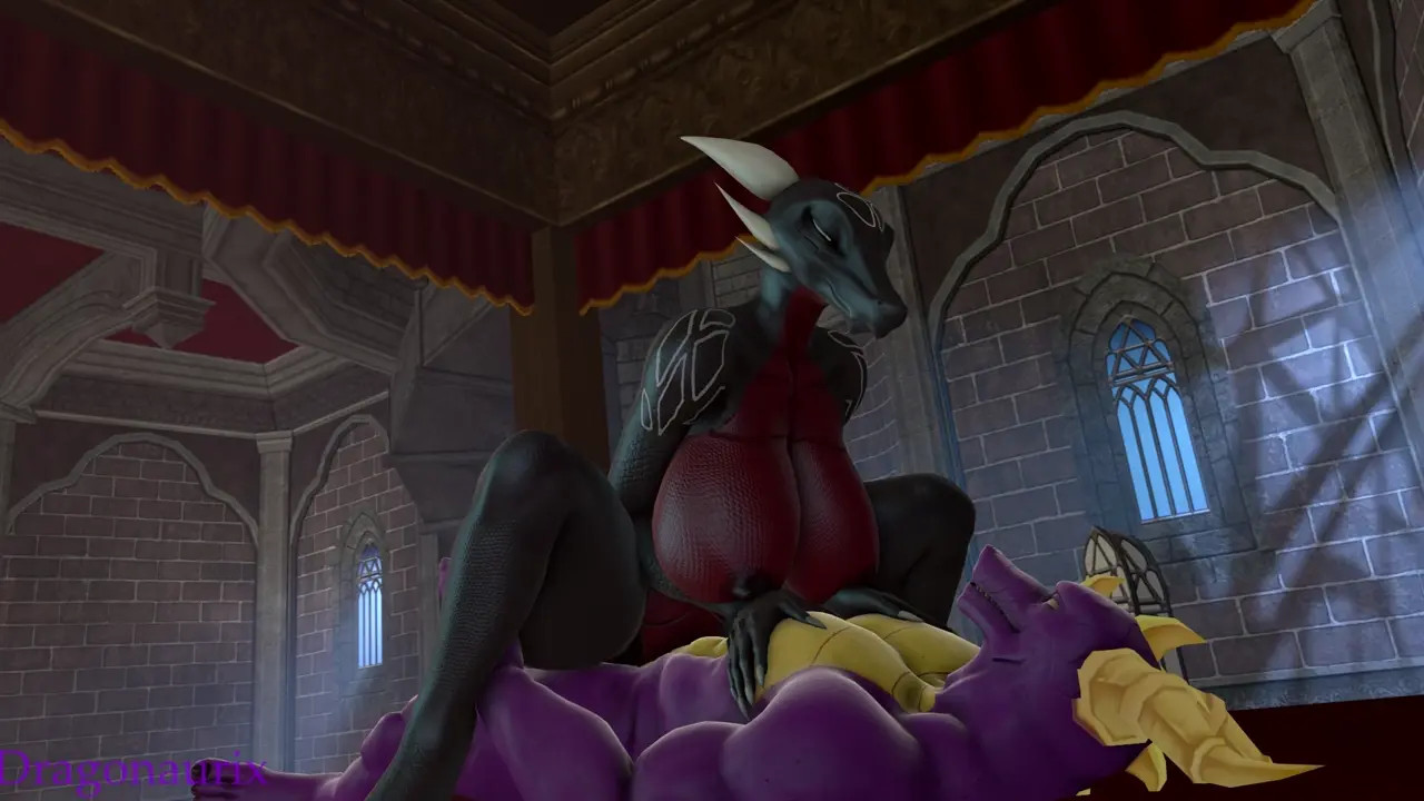 Corrupted Cynder enjoying cowgirl pose on Spyro