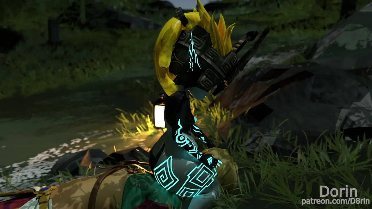 Midna smothers Link with her pussy under the night sky