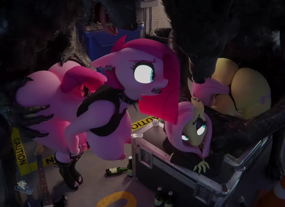 fluttershy & pinkie pie vs werewolfs - Hoovers-Art