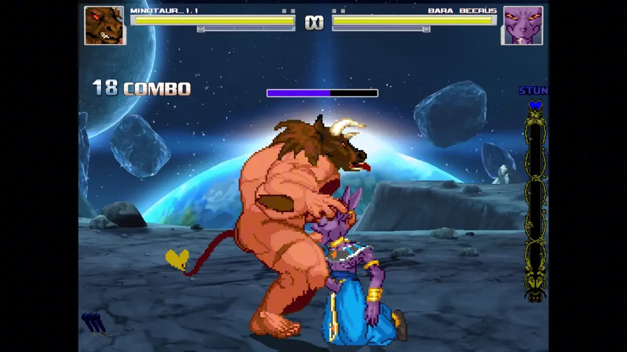 Minotaur gets a blowjob from multiple sluts