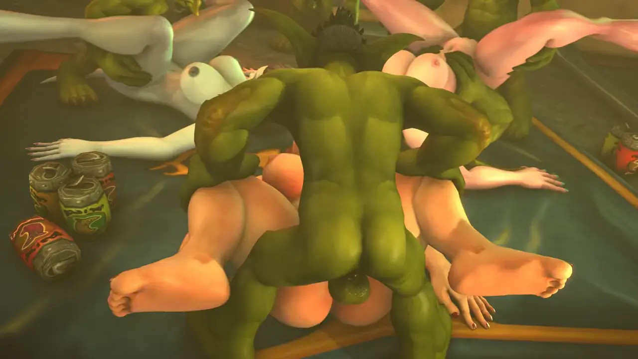 Dwarf, draenei, and night elf fucked by goblins in Undermine