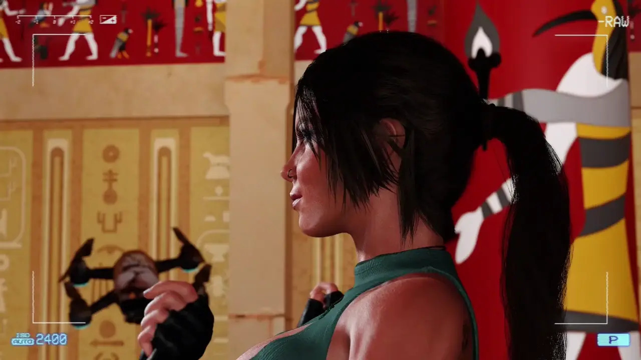 Chesty tanned Lara Croft abandons dangerous raids and becomes a porn model